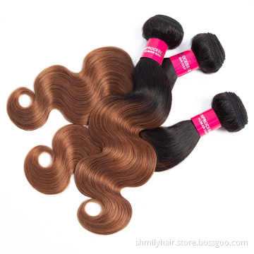 Wholesale Ombre 3 Tones Color 1B/4/30 Remy Brazilian Body Wave Human Hair Weave Bundles Virgin Cuticle Aligned Hair Extension
